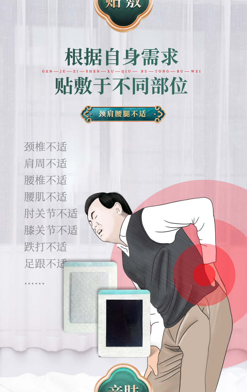 根據(jù)自身不適的情況，按需求貼敷